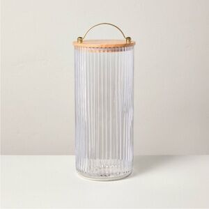 80oz Fluted Glass Storage Canister set with Wood Lid - Hearth & Hand Magnolia